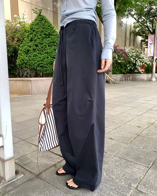FO003【5月新品】柔和色系綁繩褲頭百搭長褲