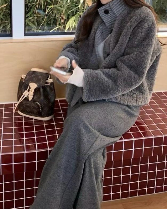HA007【1月新品】保暖毛毛厚外套