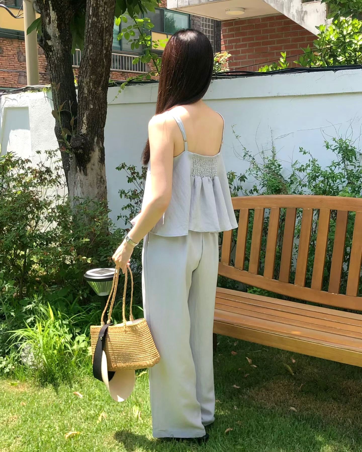 HA011【7月新品】休閒吊帶上衣長褲套裝