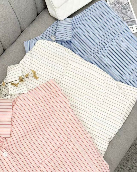 RO003【4月新品】糖果色直紋恤衫