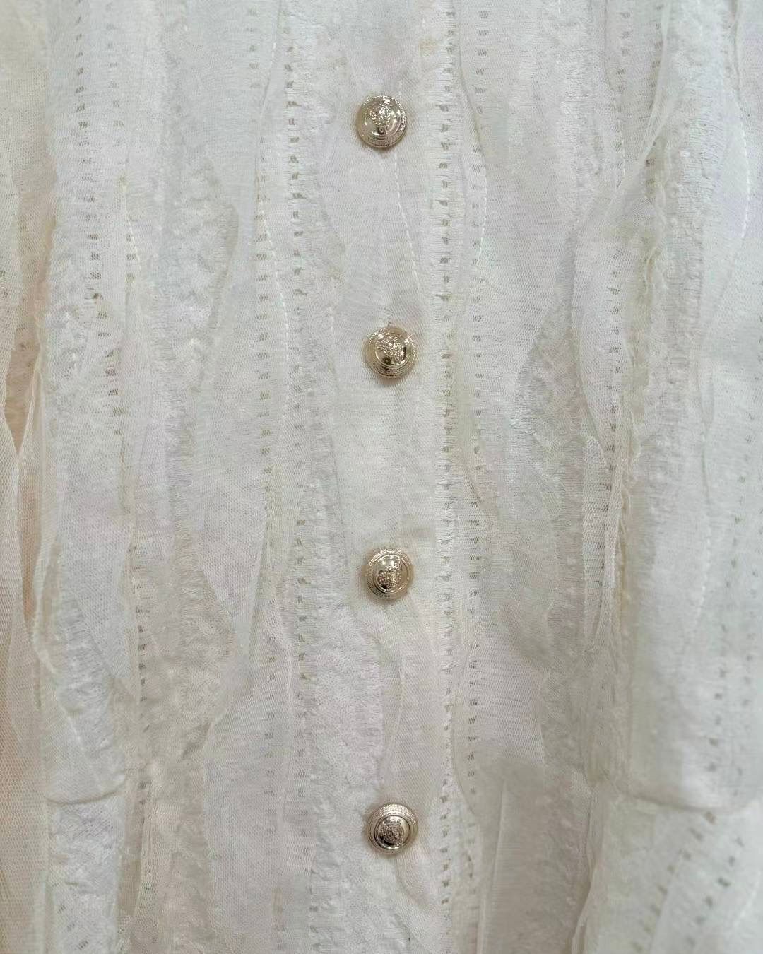 ST005【1月新品】小香風優雅Lace荷葉邊下擺上衣