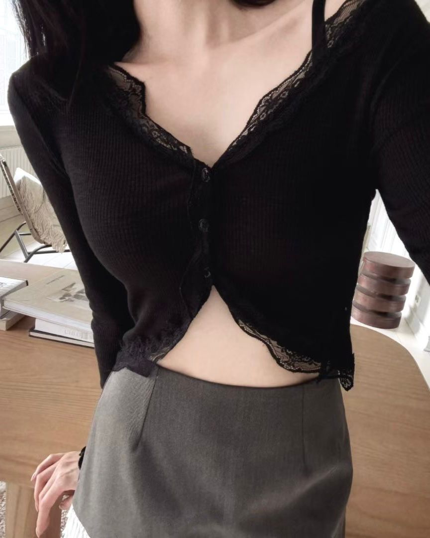 BO003【4月新品】Lace弧形花邊外套