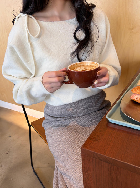 CO002《現貨新款》單邊綁繩蝴蝶結甜美風格上衣