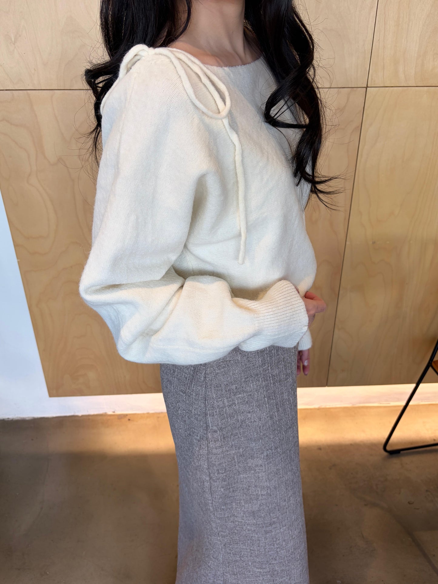 CO002《現貨新款》單邊綁繩蝴蝶結甜美風格上衣