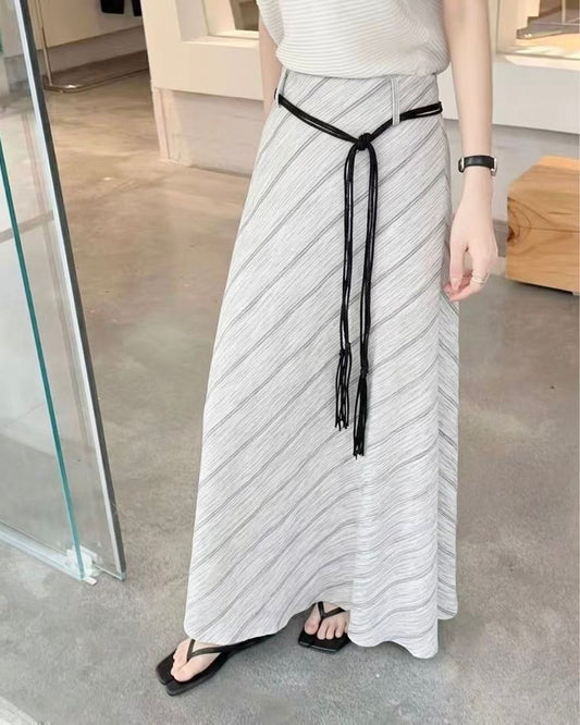 CO005【4月新品】斜紋連腰綁帶長裙