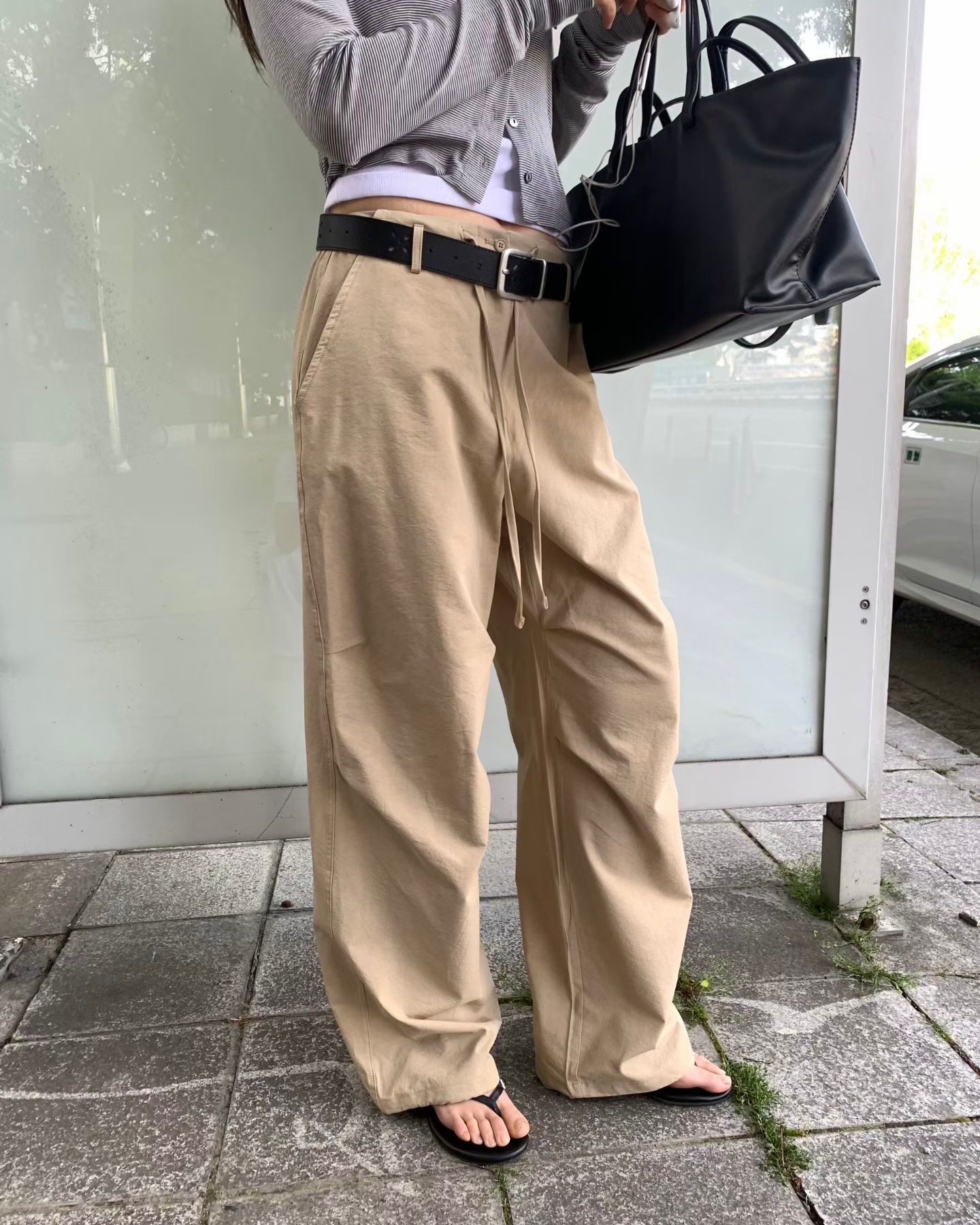 FO003【5月新品】柔和色系綁繩褲頭百搭長褲