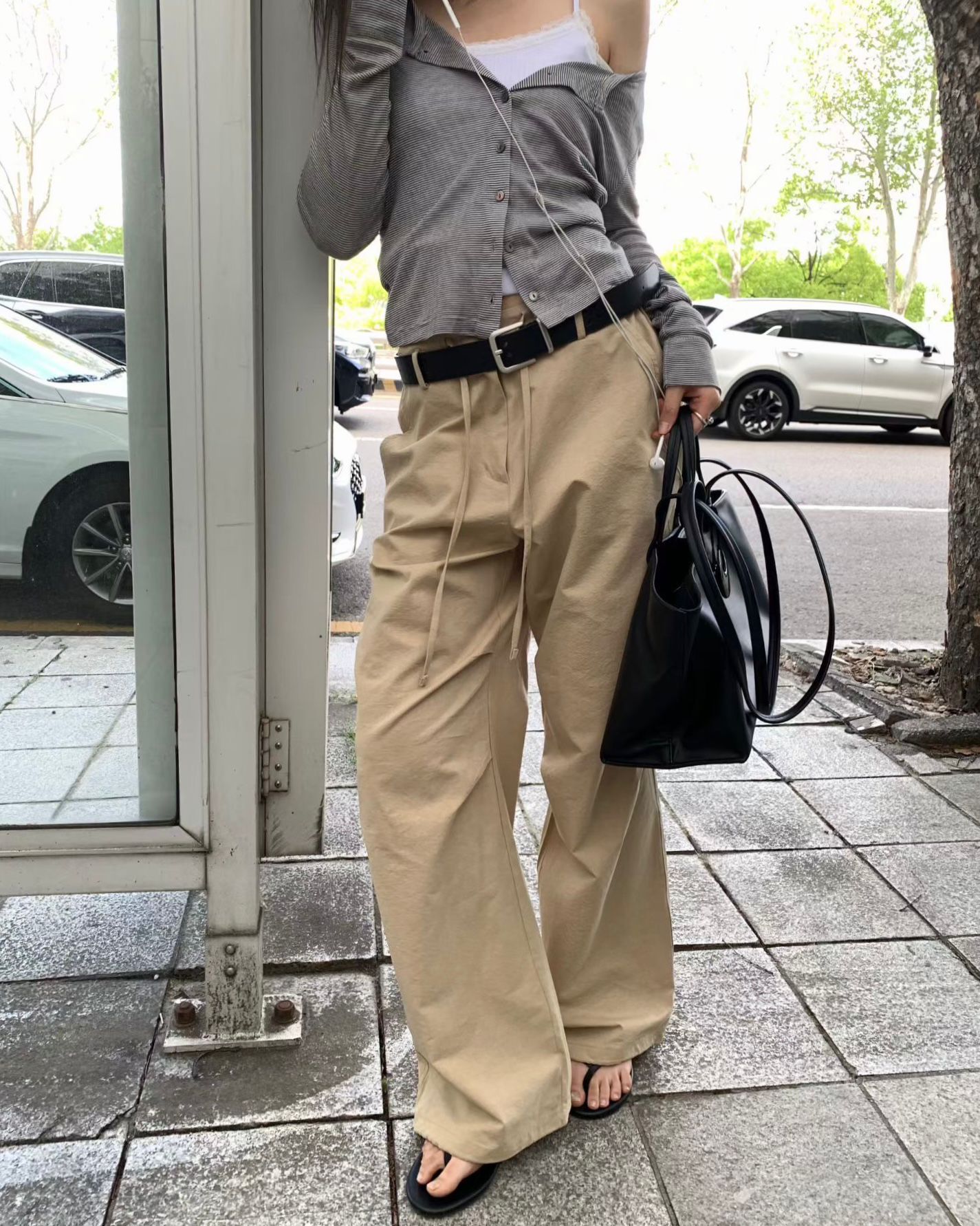 FO003【5月新品】柔和色系綁繩褲頭百搭長褲