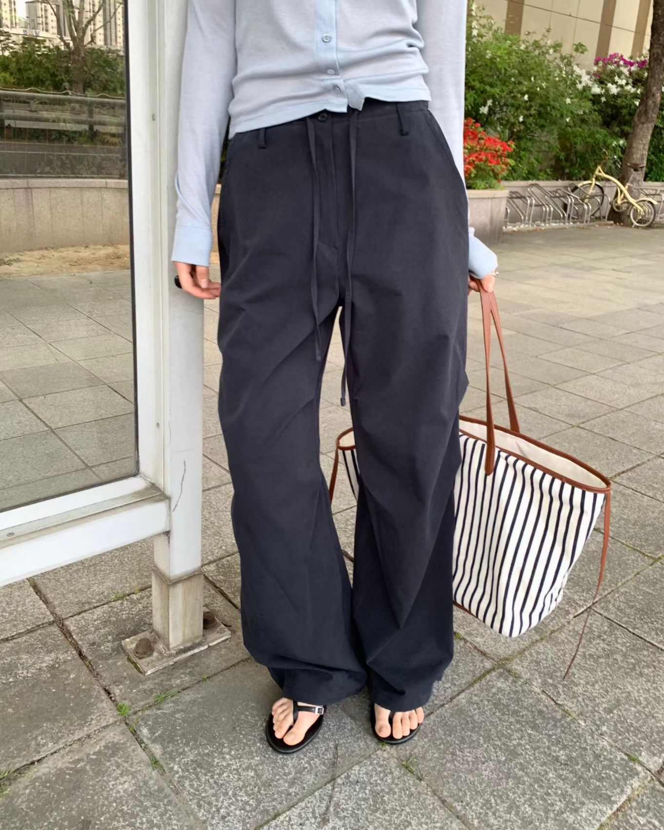 FO003【5月新品】柔和色系綁繩褲頭百搭長褲