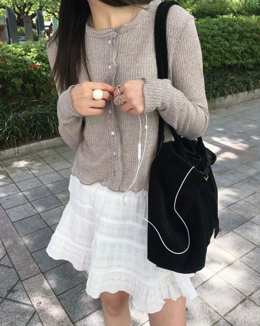FO004【5月新品】花邊直紋質感百搭外套