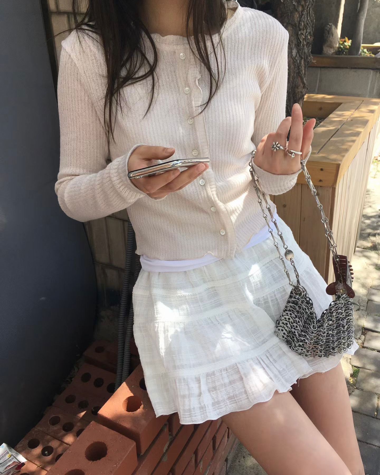 FO004【5月新品】花邊直紋質感百搭外套