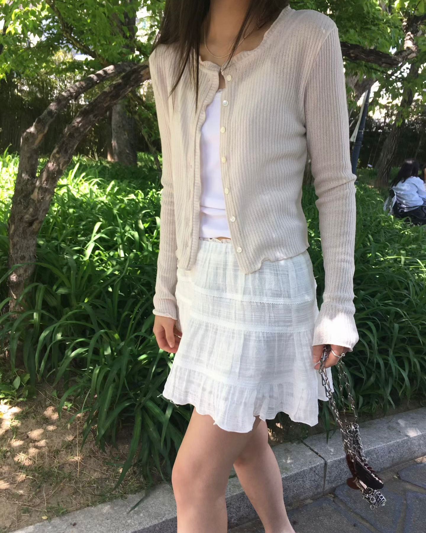 FO004【5月新品】花邊直紋質感百搭外套