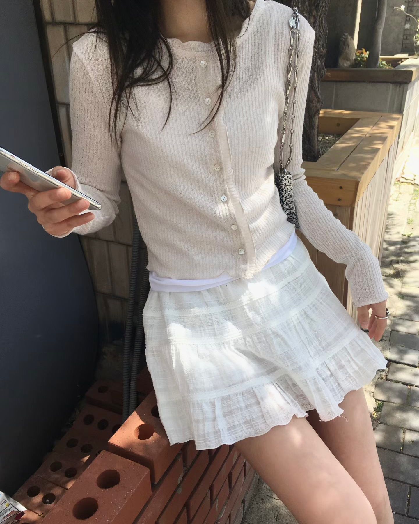 FO004【5月新品】花邊直紋質感百搭外套