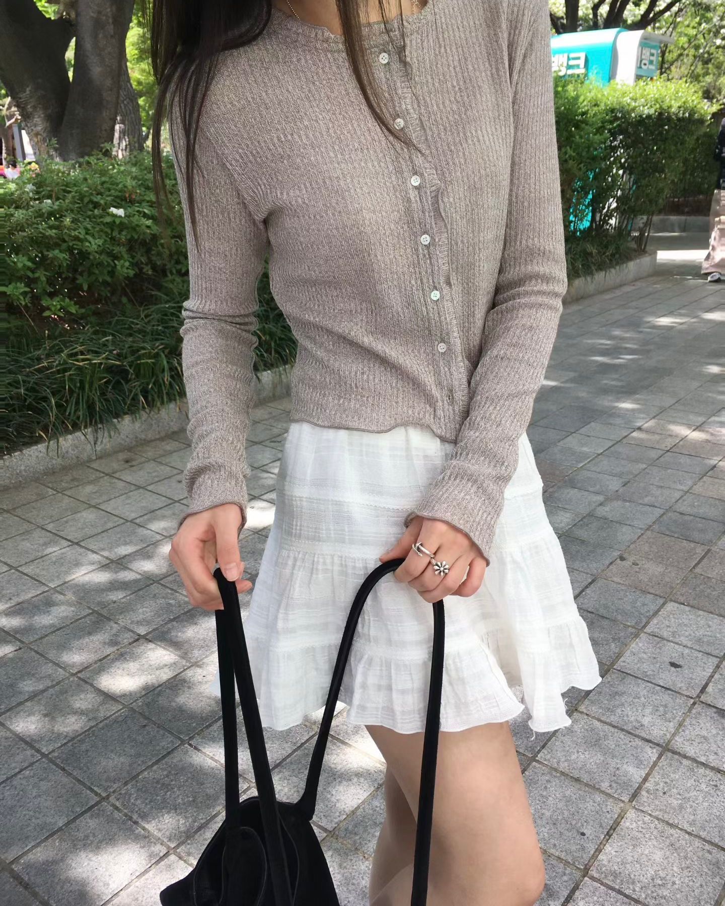 FO004【5月新品】花邊直紋質感百搭外套