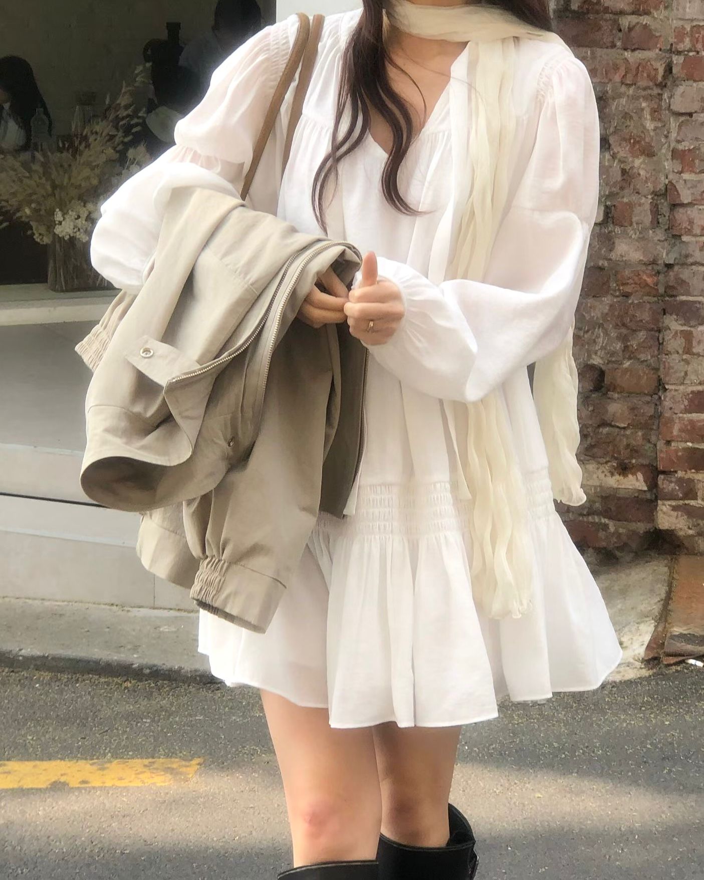 FO006【5月新品】復古風白色洋裝連身裙短