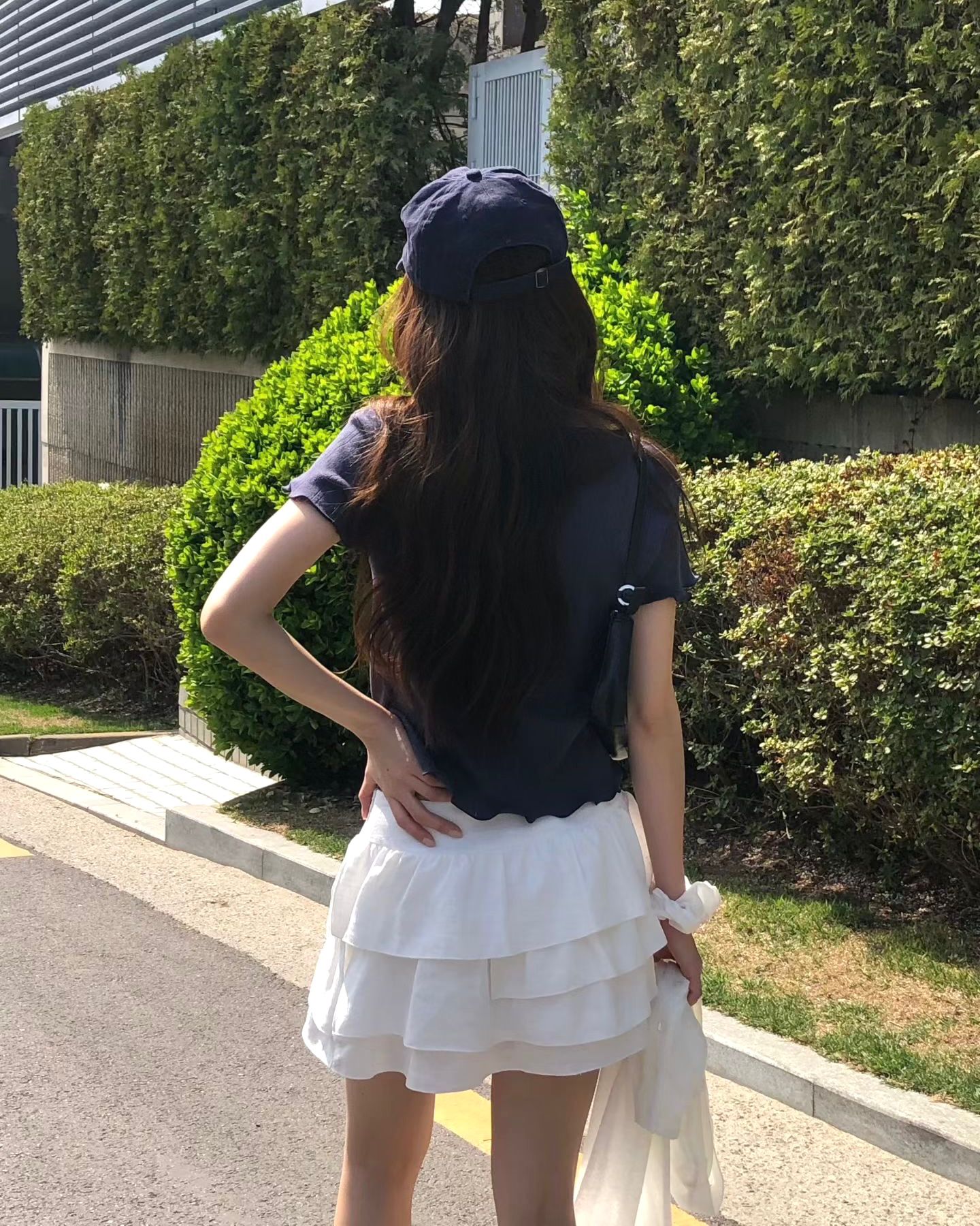 FO008【4月新品】花邊通花直紋百搭上衣