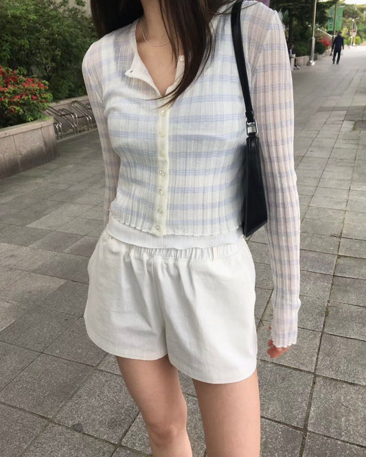 FO011【5月新品】橫紋透膚夏季外套