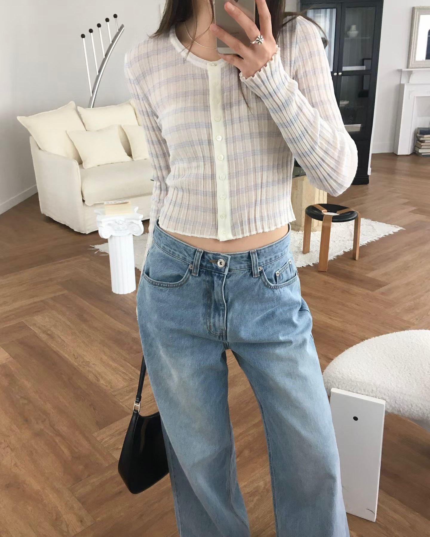 FO011【5月新品】橫紋透膚夏季外套