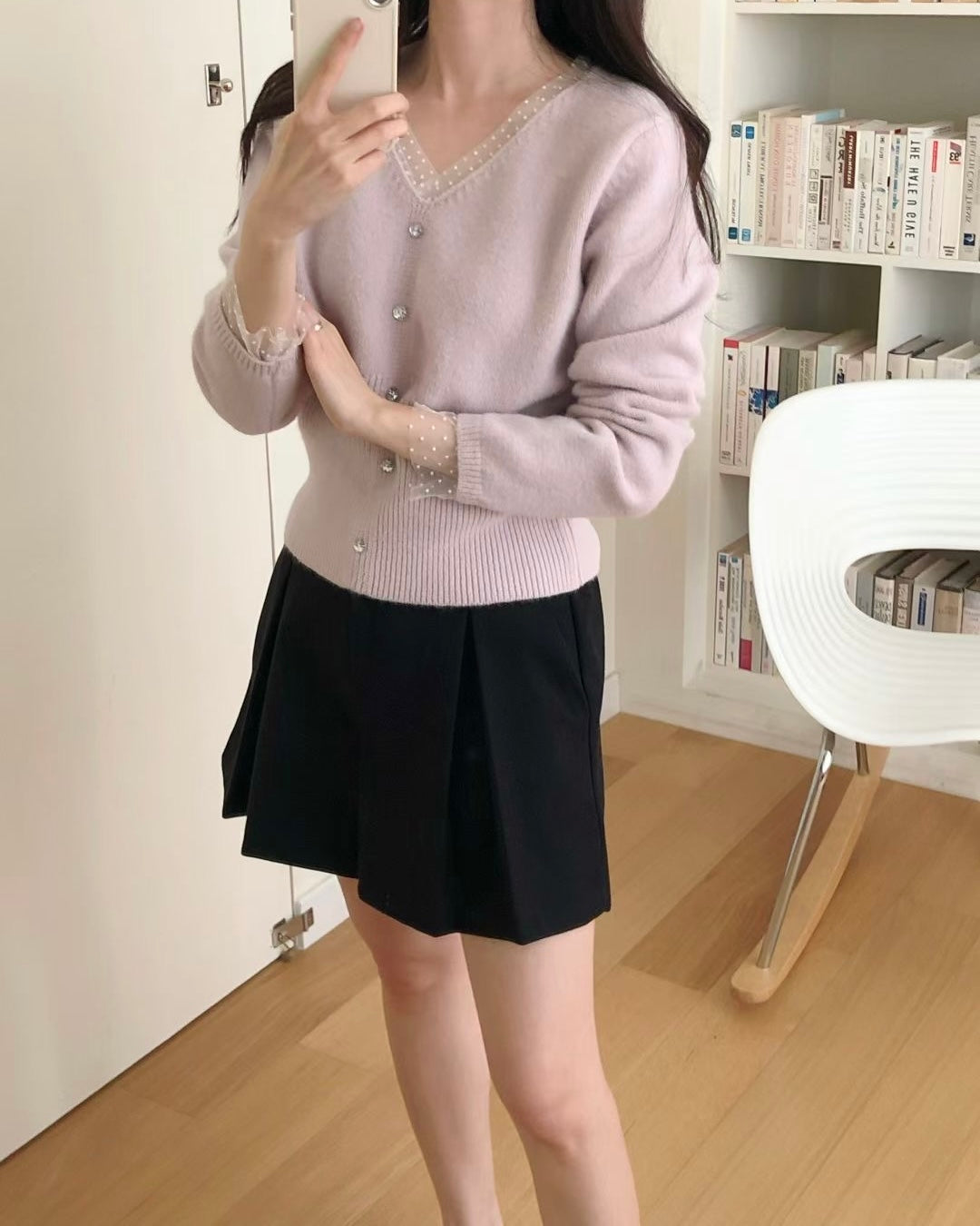 HA003【1月新品】波點領假兩件內搭上衣