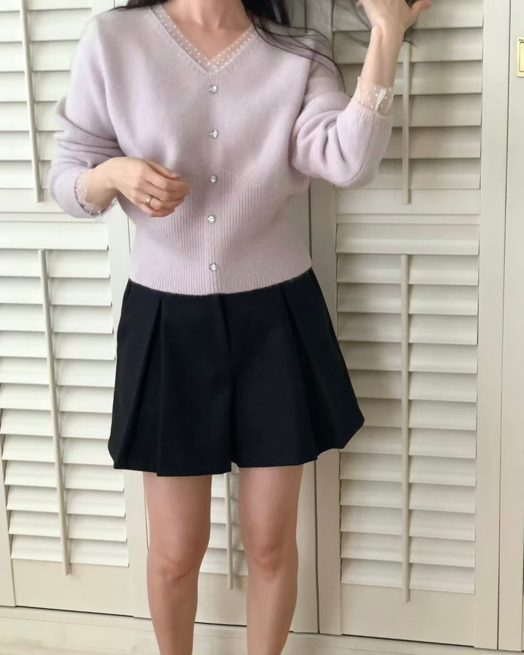 HA003【1月新品】波點領假兩件內搭上衣