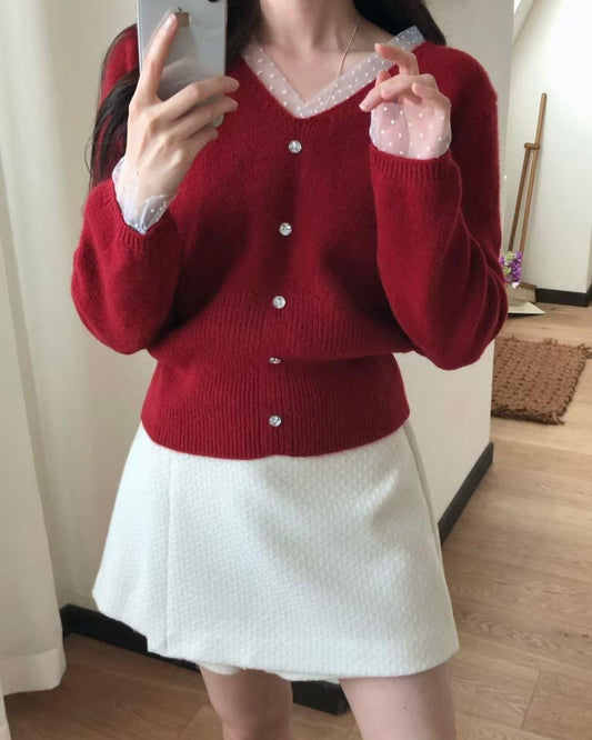 HA003【1月新品】波點領假兩件內搭上衣