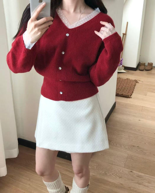 HA003【1月新品】波點領假兩件內搭上衣