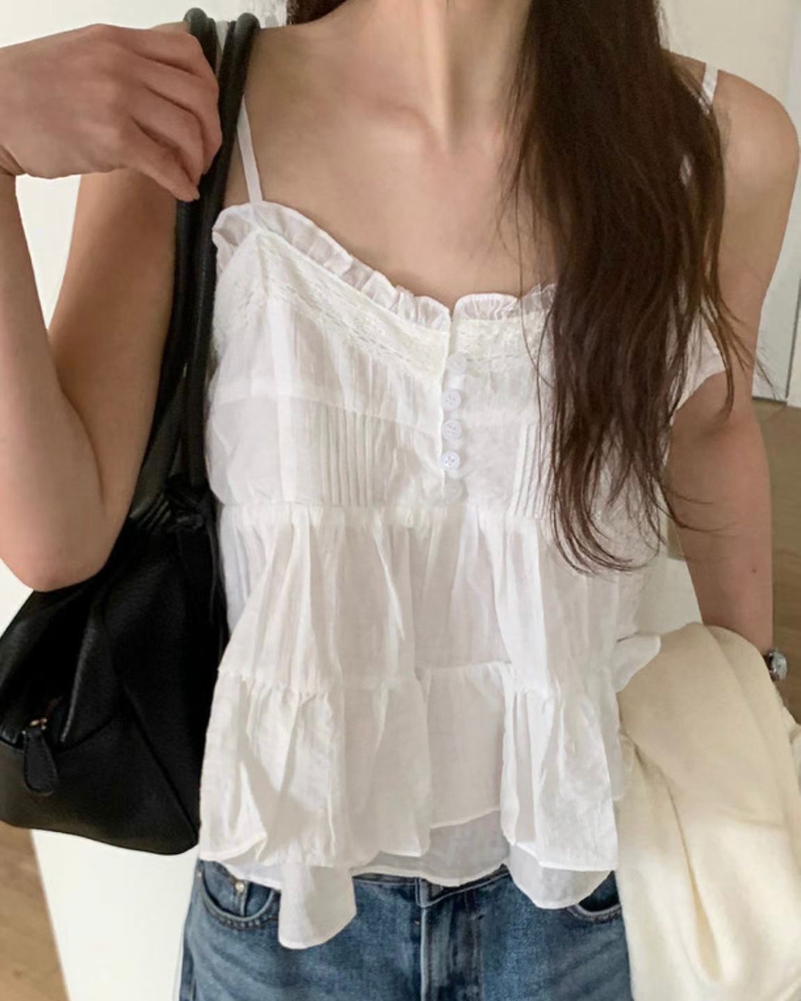 HA010【7月新品】公主風層次吊帶上衣