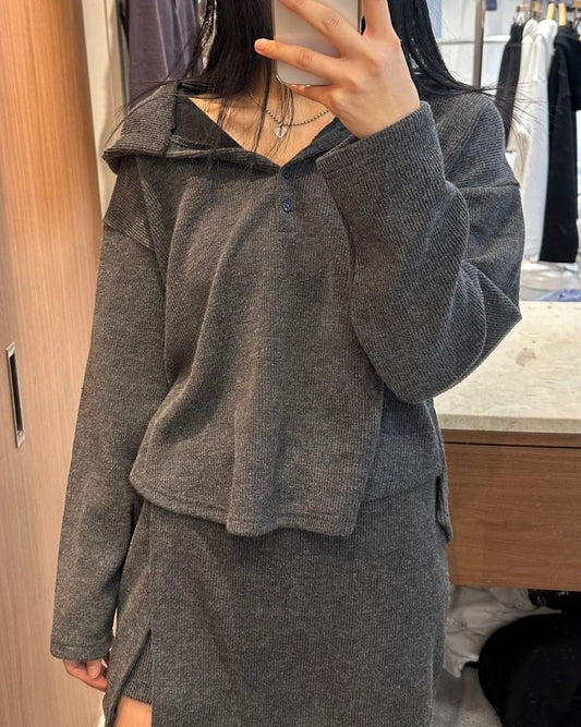 OT001【2月新品】休閒百搭連帽裙褲套裝