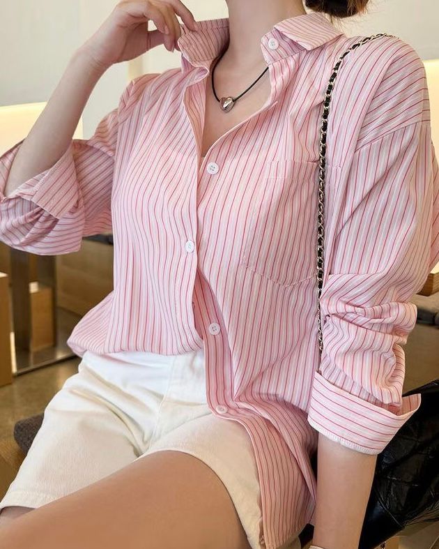 RO003【4月新品】糖果色直紋恤衫