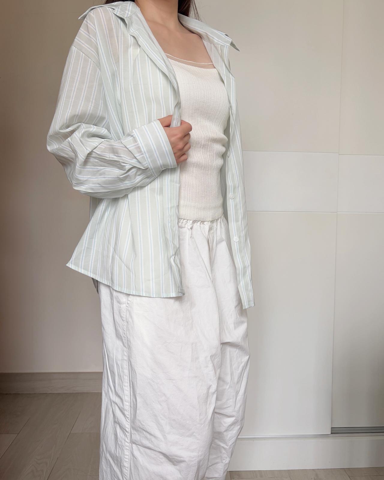 SM001【4月新品】馬卡龍色直紋恤衫