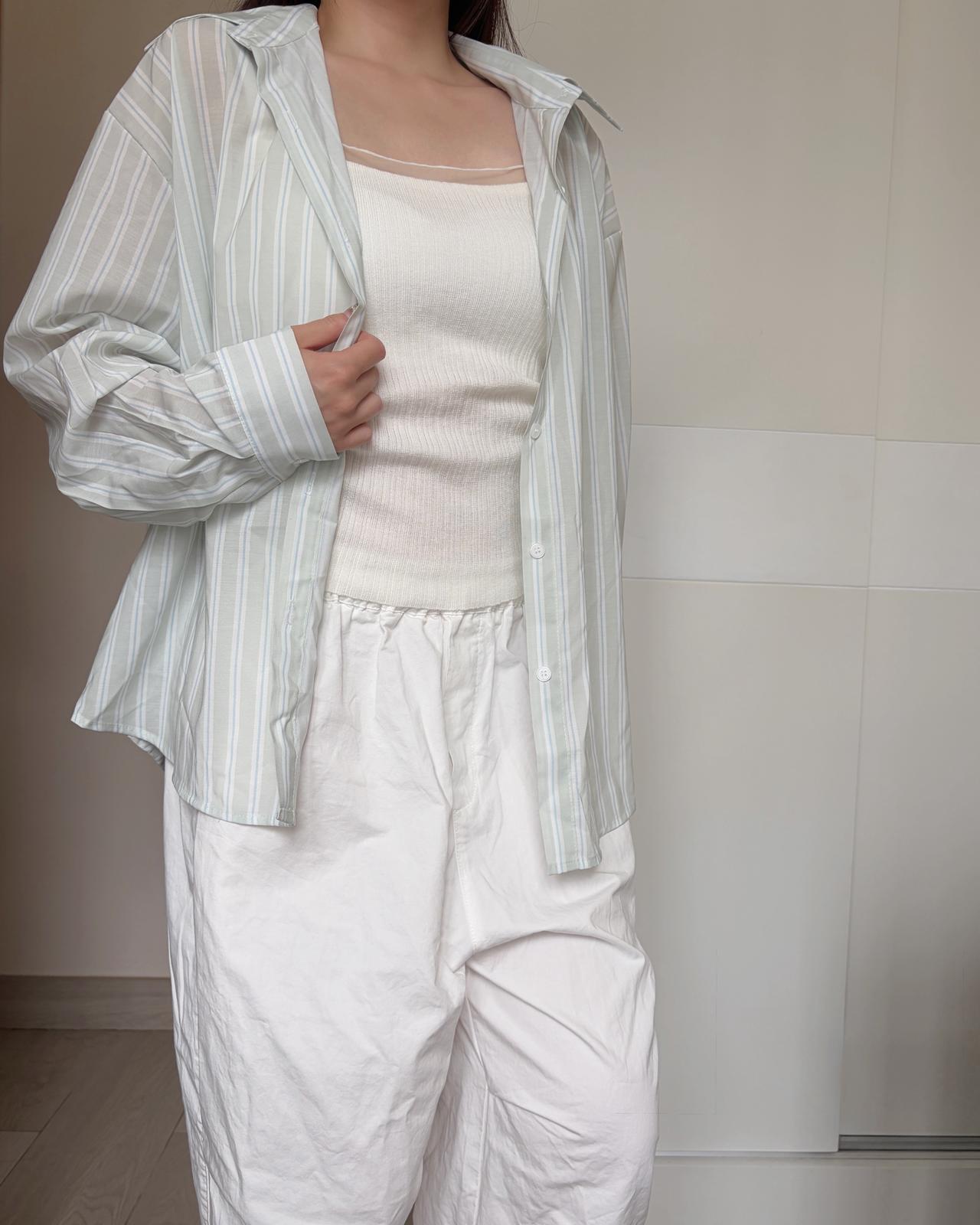 SM001【4月新品】馬卡龍色直紋恤衫