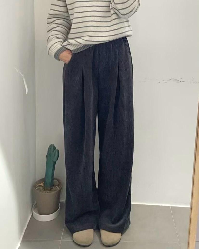 SE003《新款》直紋中分設計感休閒百搭長褲