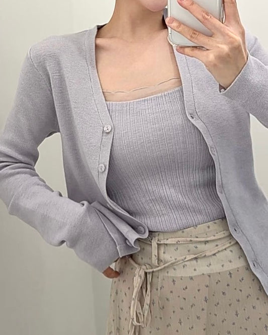 SE009【2月新品】針織外套吊帶上衣兩件套