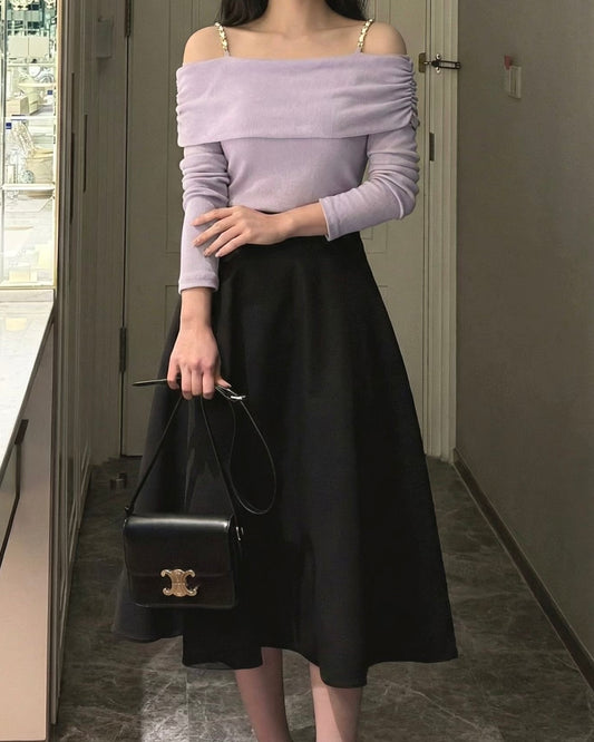 ST007【2月新品】露肩可拆肩帶溫柔上衣