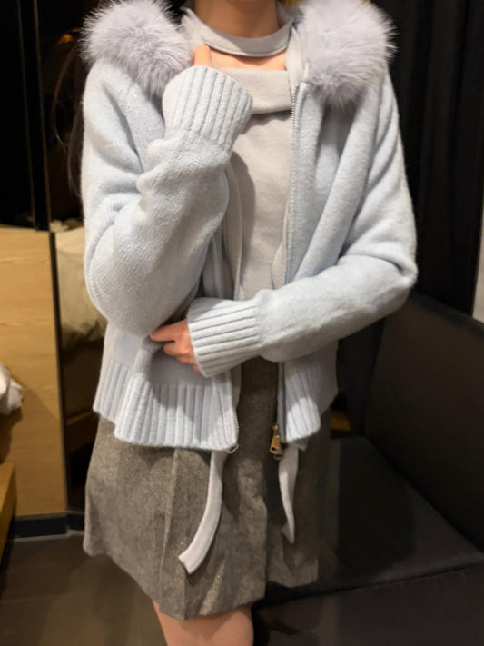 SY001【現貨發售】可拆卸毛毛邊有帽外套