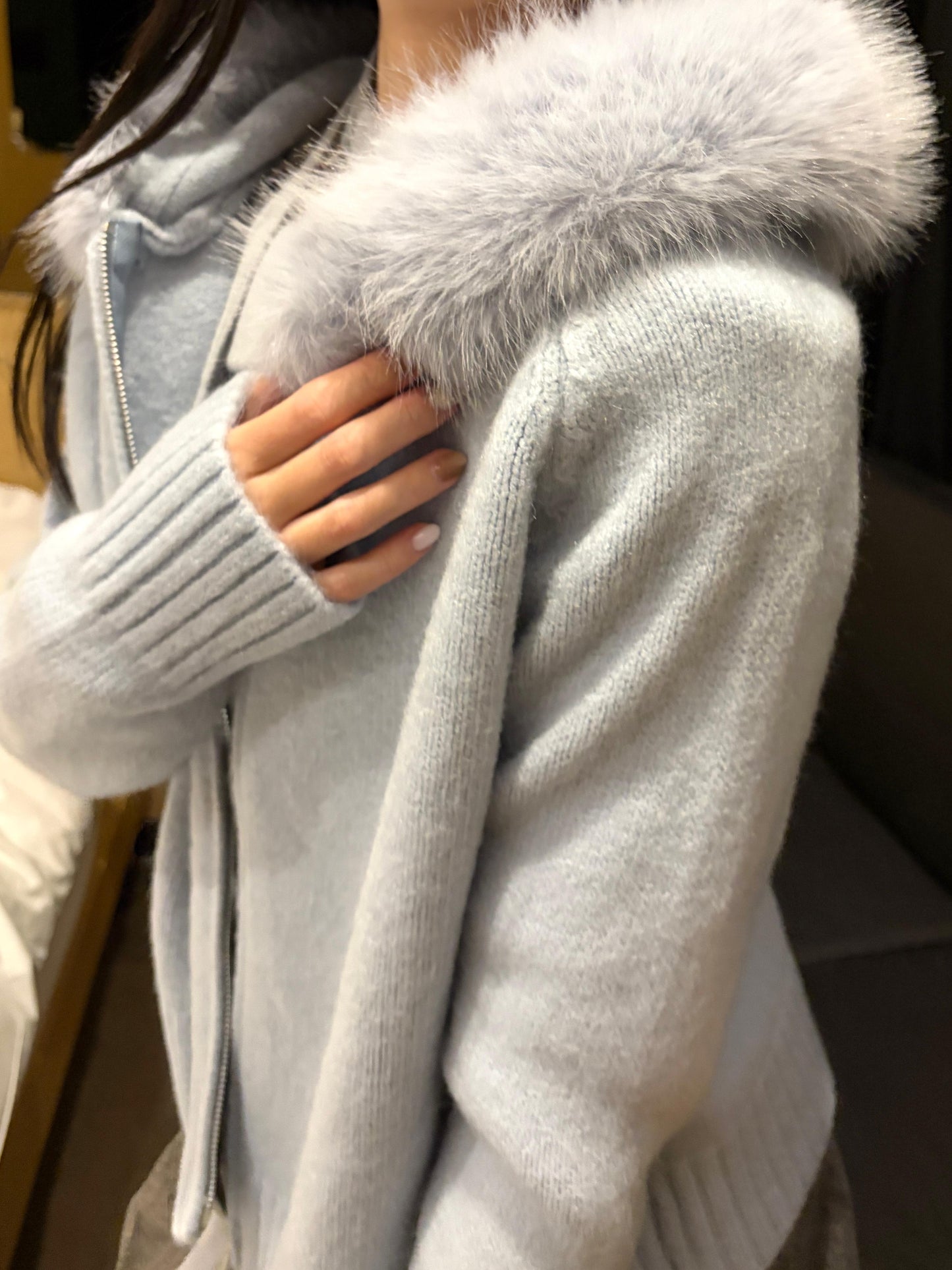 SY001【現貨發售】可拆卸毛毛邊有帽外套