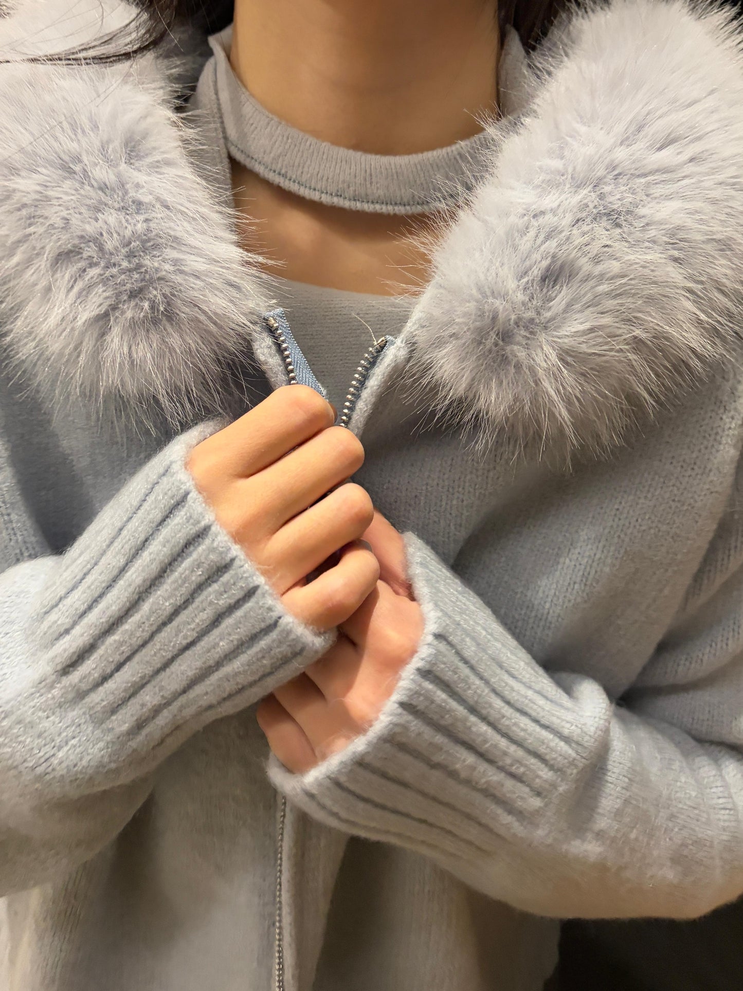 SY001【現貨發售】可拆卸毛毛邊有帽外套