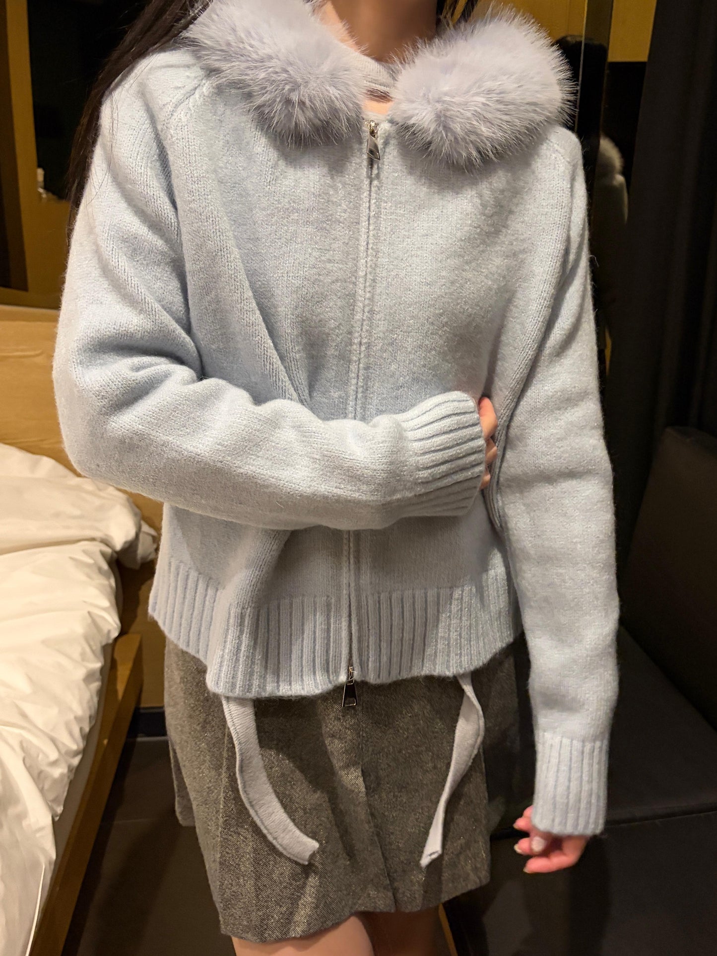 SY001【現貨發售】可拆卸毛毛邊有帽外套