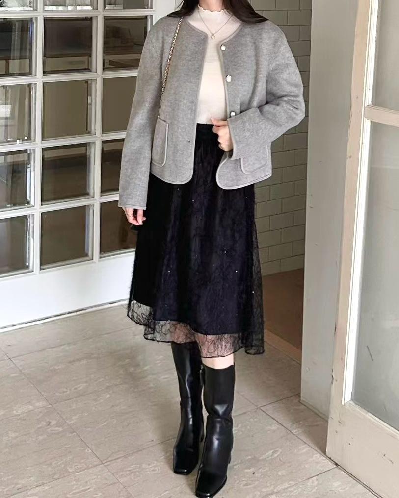 SY006《新款》閃片花花紋中長裙