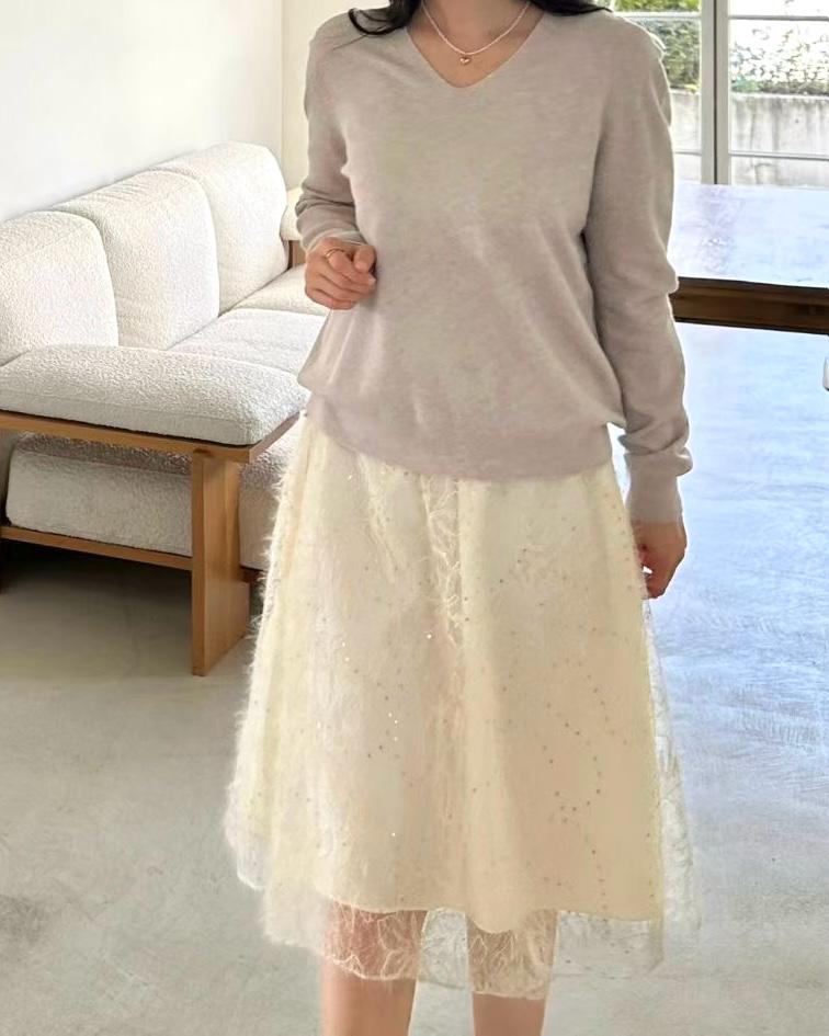 SY006《新款》閃片花花紋中長裙