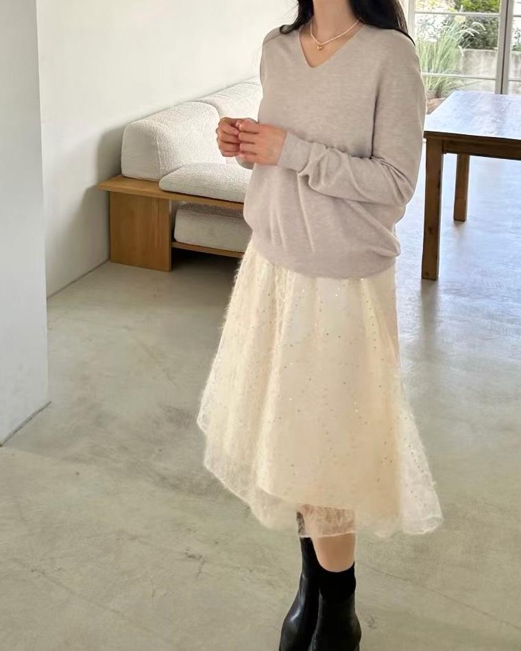 SY006《新款》閃片花花紋中長裙