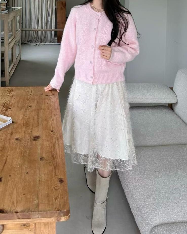 SY006《新款》閃片花花紋中長裙