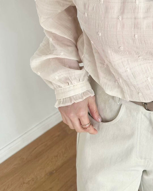 SY011【2月新品】氛圍感立體雪紡上衣