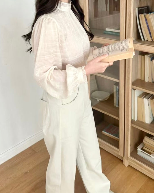 SY011【2月新品】氛圍感立體雪紡上衣