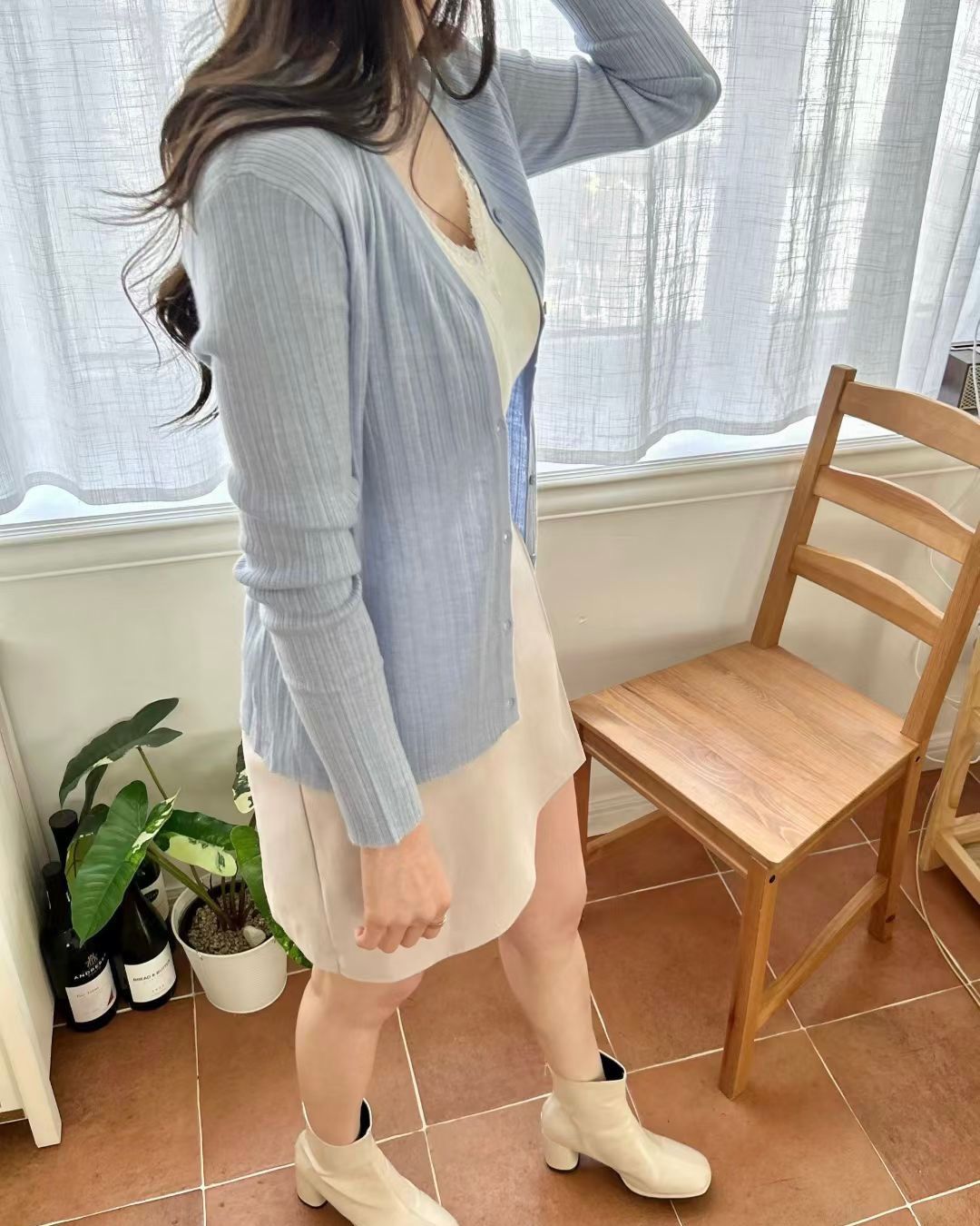 SY012【3月新品】柔軟直紋針織外套