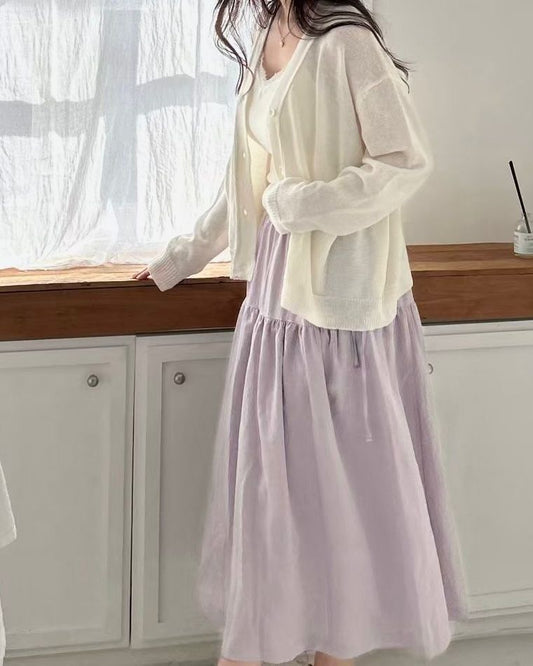 SY015【3月新品】溫柔感棉麻混紡中長裙
