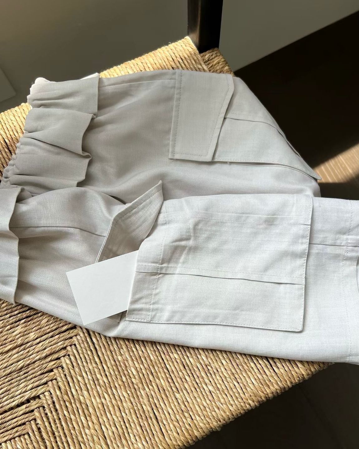 SY019【5月新品】浪漫荷葉邊天絲麻短裙褲