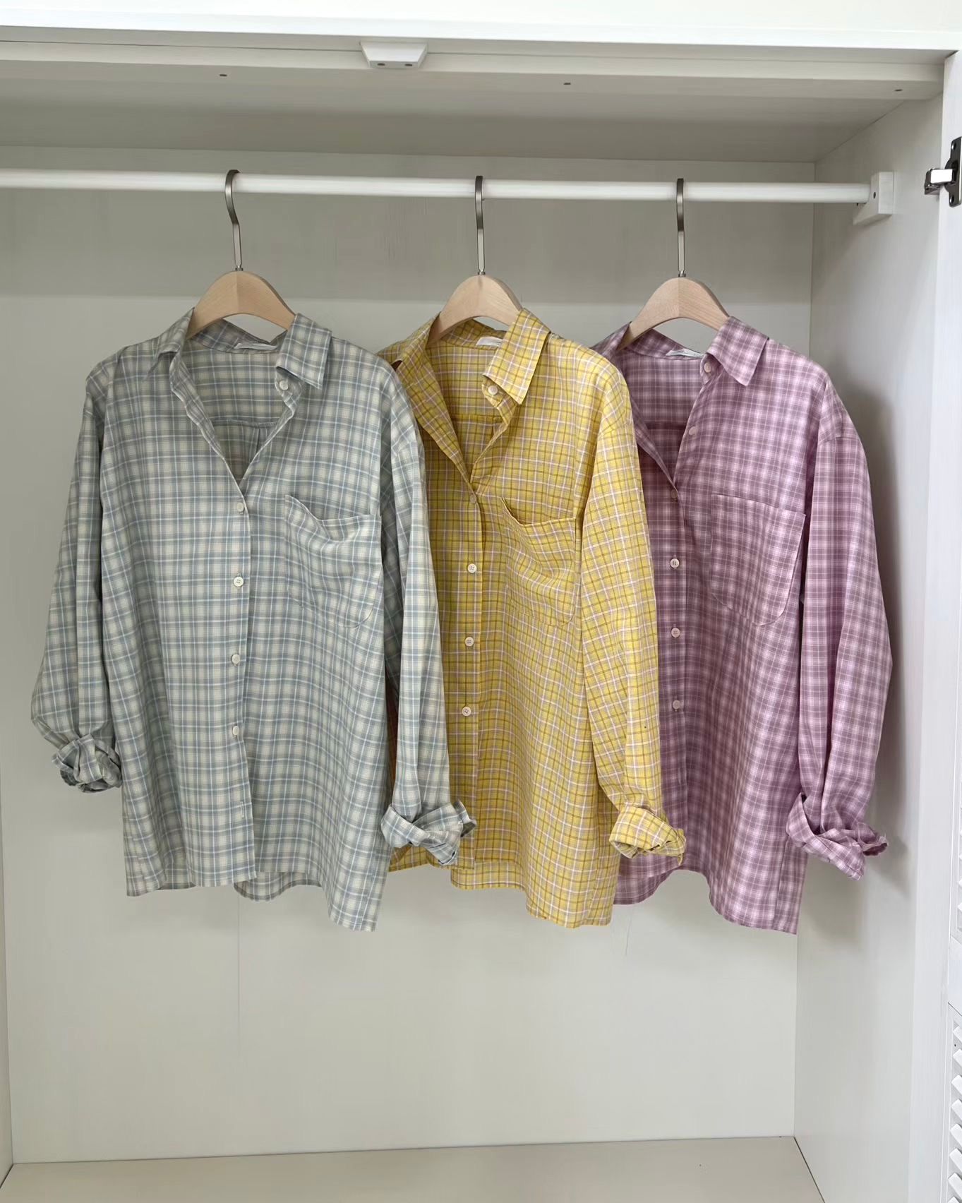 TE002【5月新品】春夏色彩格仔百搭恤衫