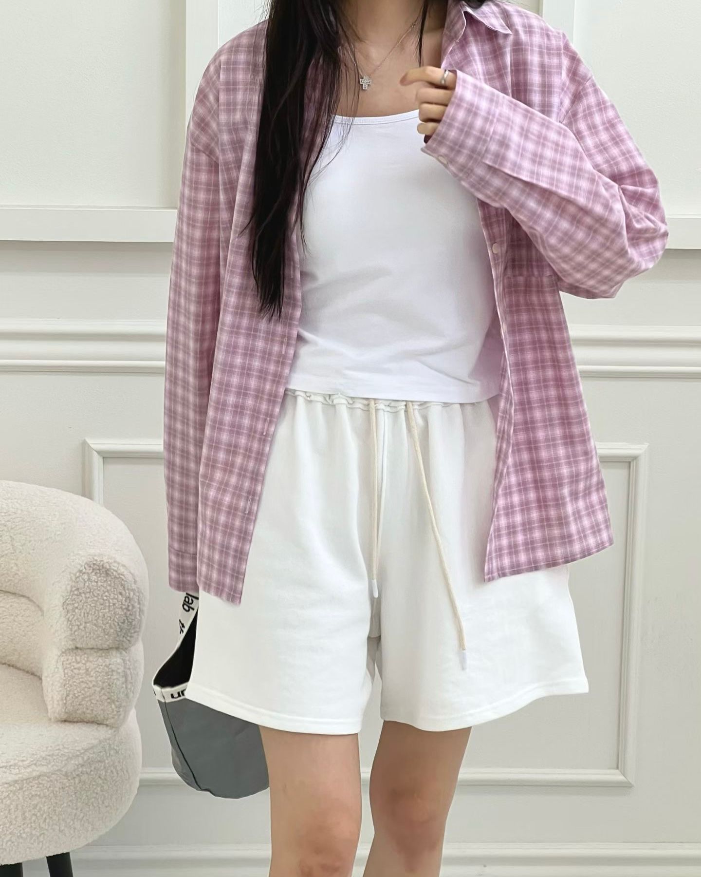 TE002【5月新品】春夏色彩格仔百搭恤衫