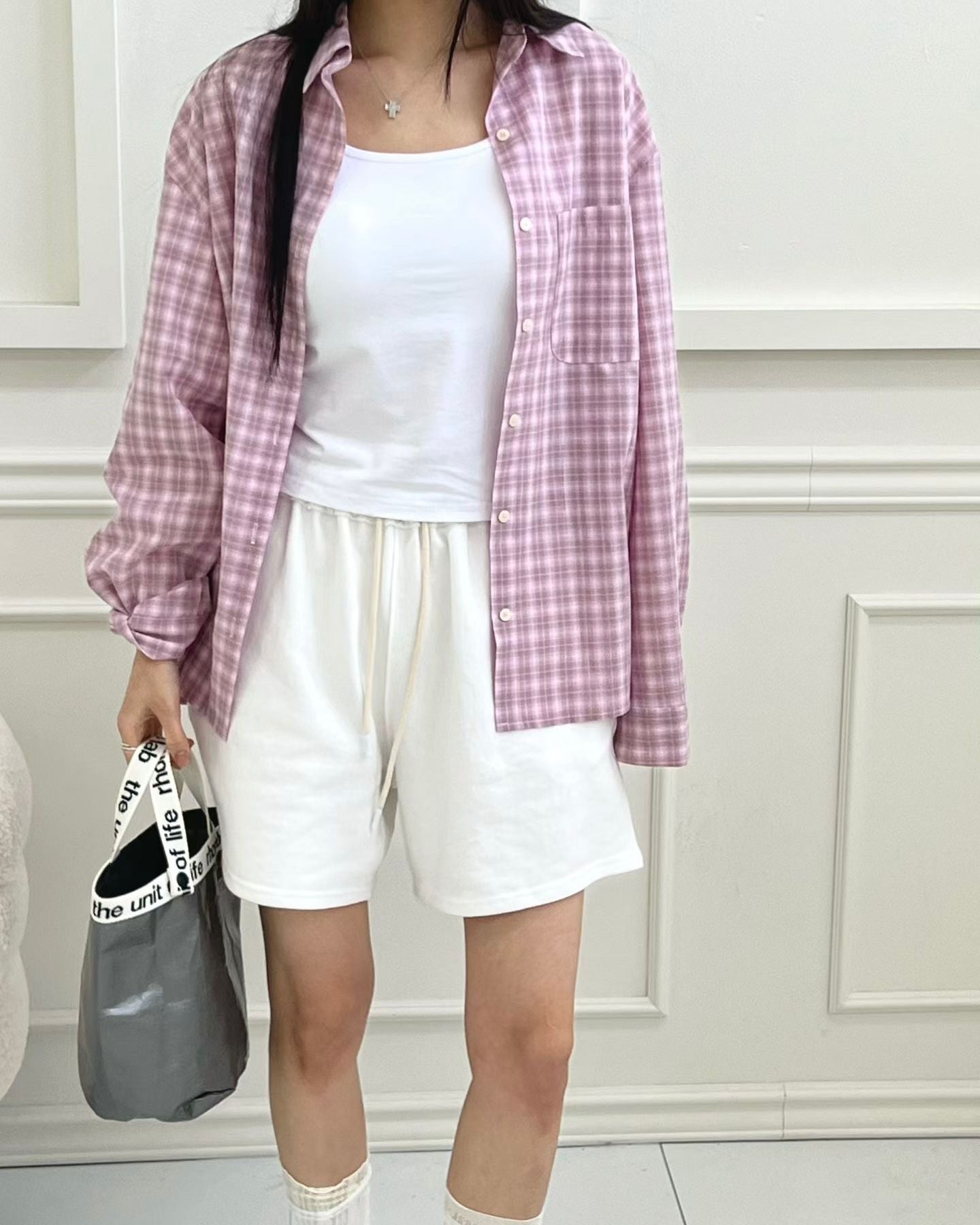 TE002【5月新品】春夏色彩格仔百搭恤衫
