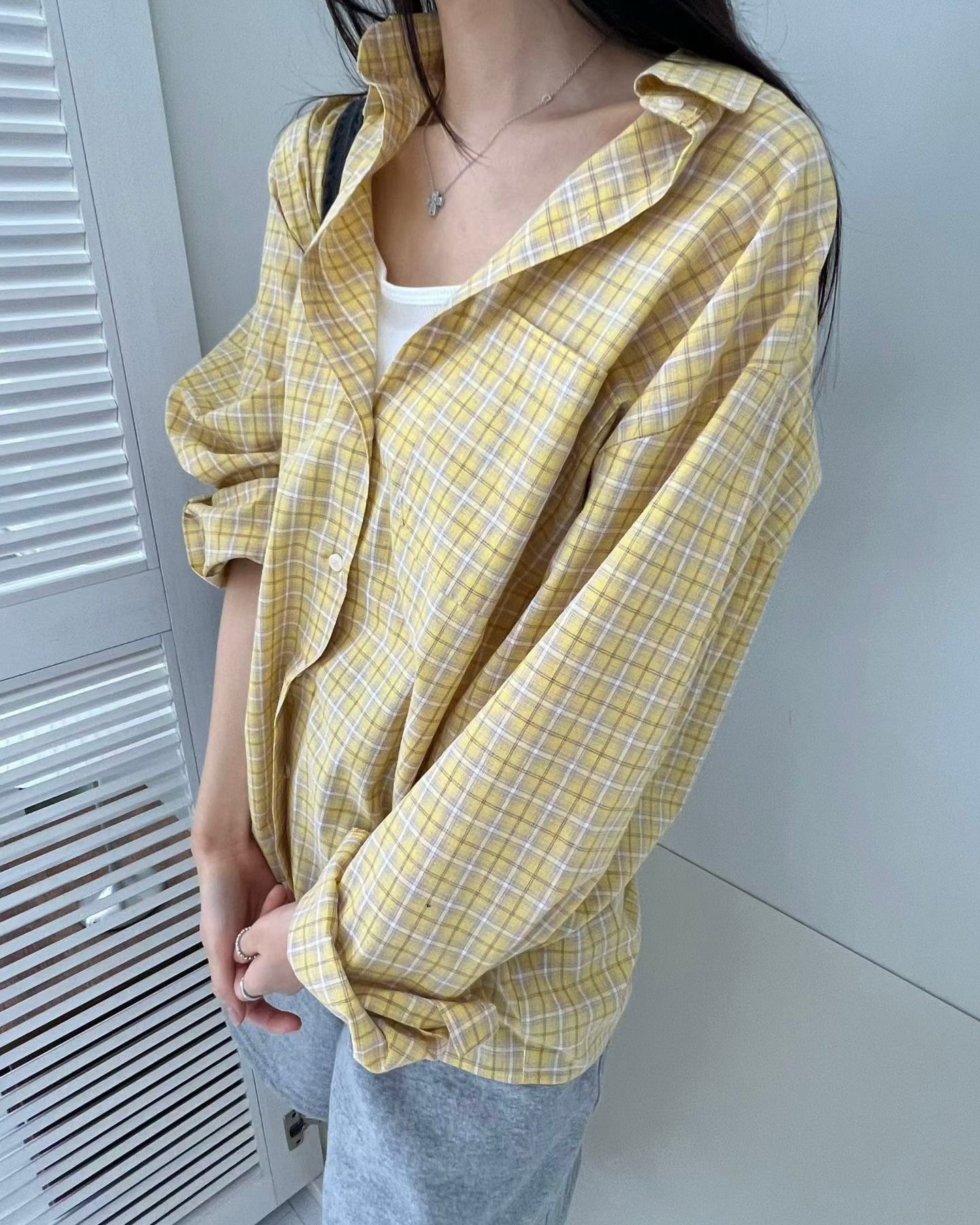 TE002【5月新品】春夏色彩格仔百搭恤衫